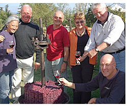 happy campers of tuscany, italy after the wine pressing