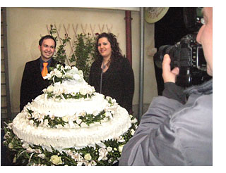 wedding cake at an italian wedding in umbria, italy