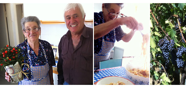 typical Italian dinner at moms Panicale, Umbria, Italy