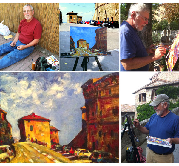 manabouttown Bruce Kidman painting up a storm in Panicale, Umbria, Italy