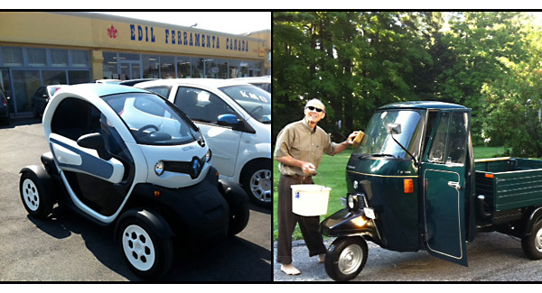 twizyape. renault twizy and piaggio ape, french vs italian mini vehicles